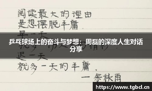 乒乓球场上的奋斗与梦想：周磊的深度人生对话分享