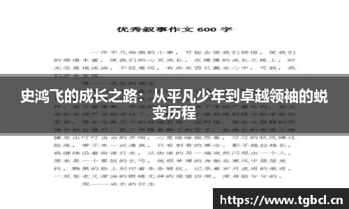 史鸿飞的成长之路：从平凡少年到卓越领袖的蜕变历程
